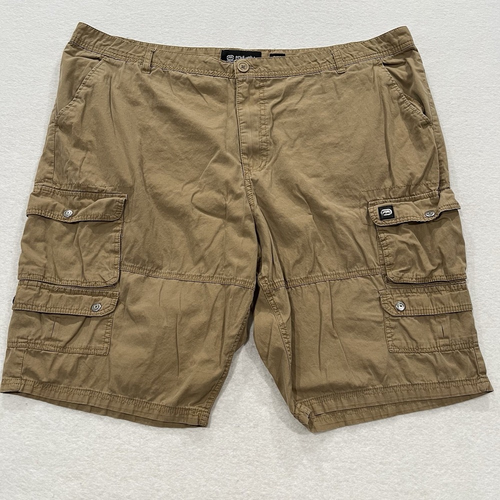 Ecko Unltd Cargo Shorts Mens 46 Beige Multi Pocket Casual Streetwear Utility